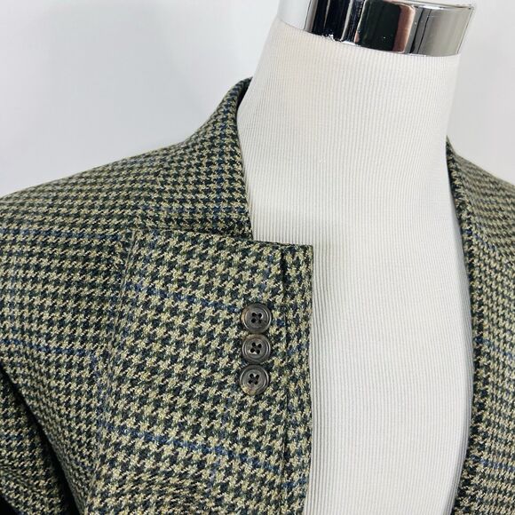 AKA Eddie Bauer 42L Sport Coat 100% Wool Gold Houndstooth Two Button Vented - Picture 5 of 8